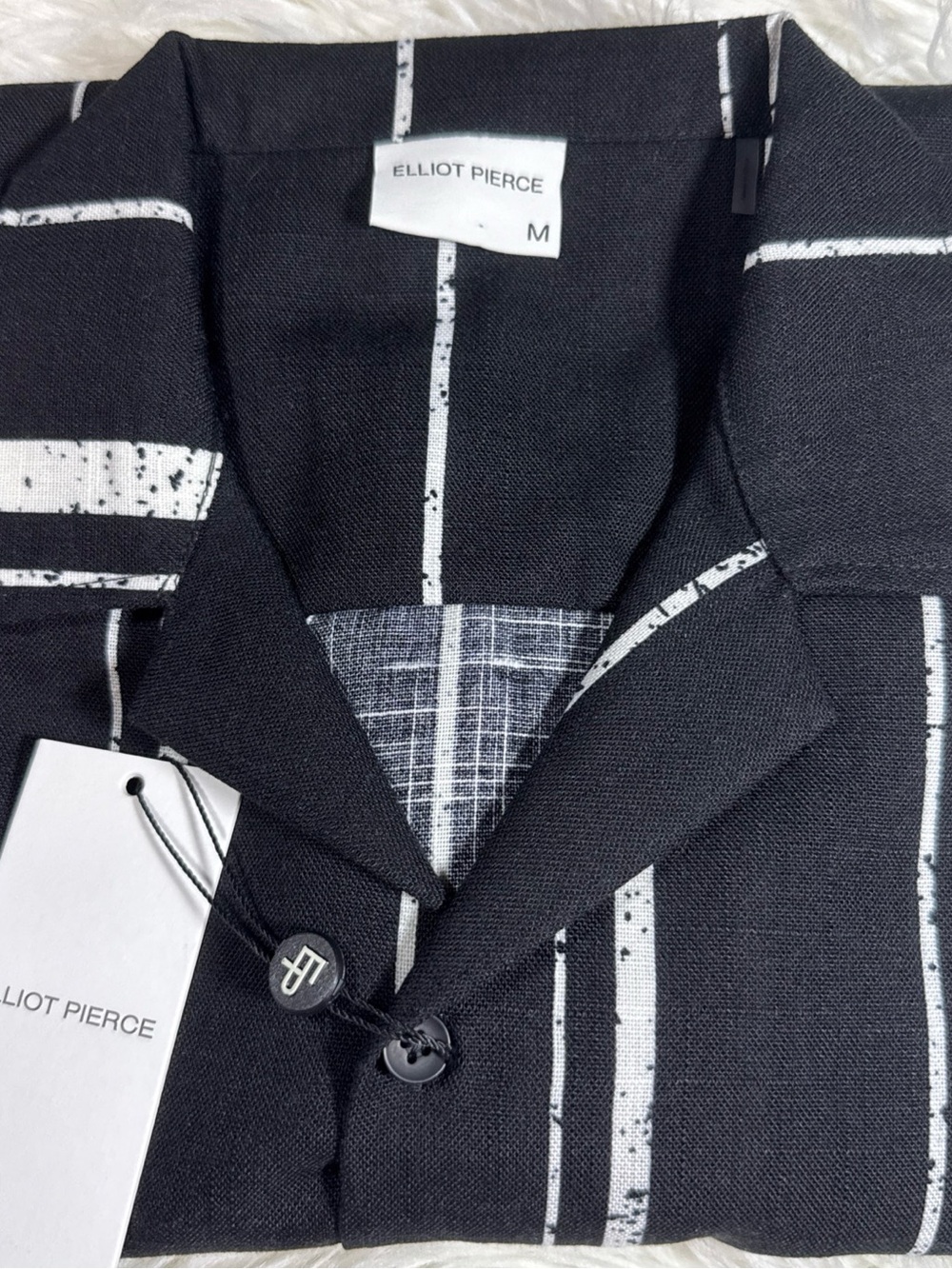 Elliot Pierce Men's Black & White Striped Casual Button-Down Shirt